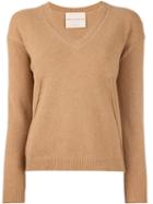 Erika Cavallini V-neck Sweater, Women's, Size: Large, Brown, Virgin Wool