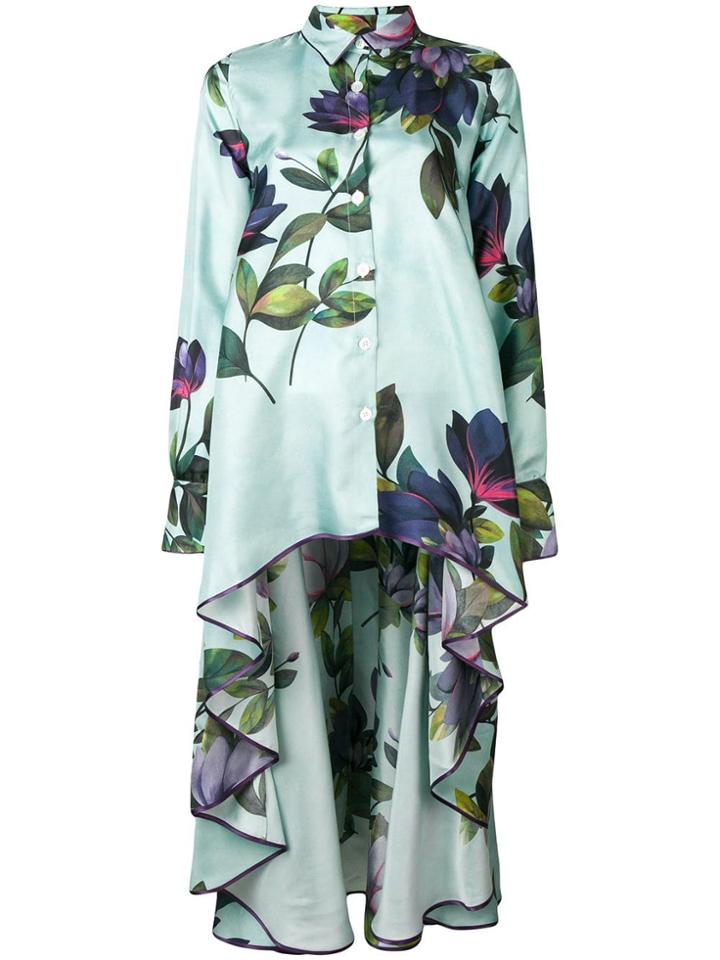 F.r.s For Restless Sleepers Floral Asymmetric Shirt - Blue