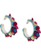 Ranjana Khan Floral Appliqués Hoop Earrings - Multicolour