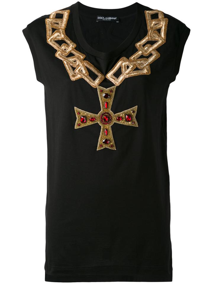 Dolce & Gabbana Embroidered Chain Top - Black