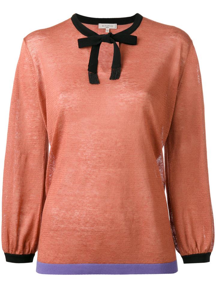 Etro Lace Up Blouse, Women's, Size: 46, Yellow/orange, Silk/cotton/linen/flax/polyester