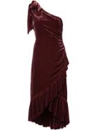Ulla Johnson Ruched And Frill Trim One Shoulder Dress - Red