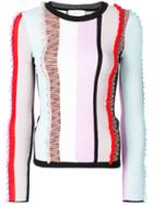 Cinq A Sept Frill Stripe Panel Sweater - Multicolour