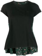 Sacai Bi-panelled Top With Leopard Print - Black