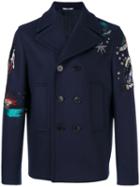 Valentino - Tattoo Embroidered Peacoat - Men - Cotton/polyester/cupro/wool - 48, Blue, Cotton/polyester/cupro/wool