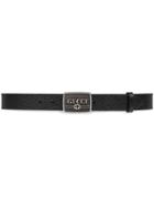 Gucci Leather Belt With Gucci Logo Buckle - Black