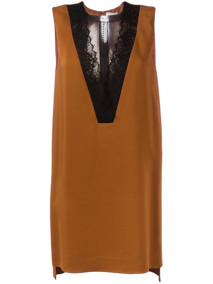Lanvin Lace Insert Tank Top, Women's, Size: 38, Brown, Polyamide/viscose/spandex/elastane/silk