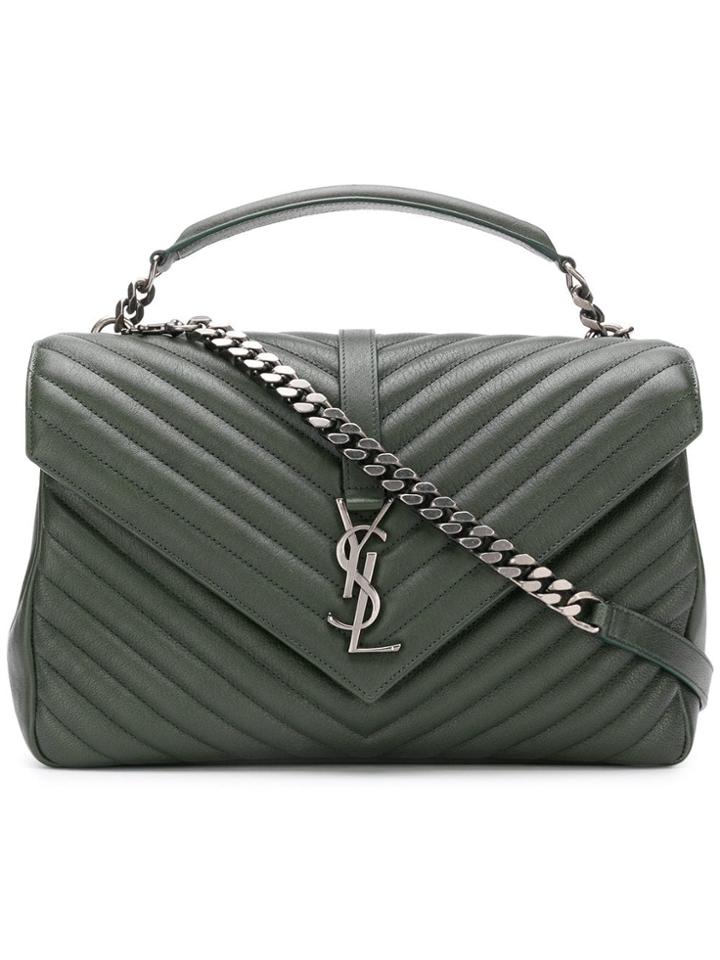 Saint Laurent Collège Monogram Tote Bag - Green