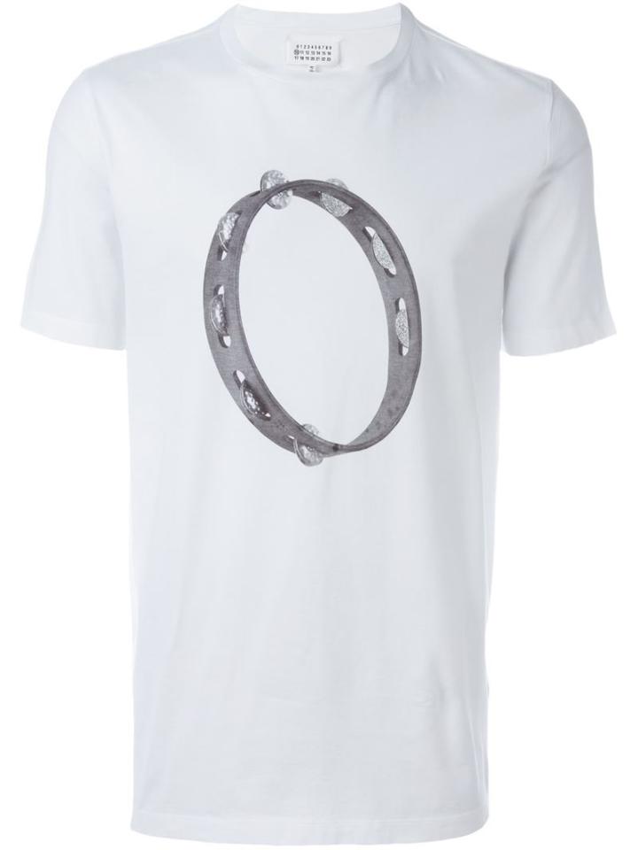 Maison Margiela Tambourine Print T-shirt, Men's, Size: 50, White, Cotton