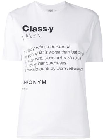 Anna K - Slogan Printed T-shirt - Women - Cotton/spandex/elastane - S, White, Cotton/spandex/elastane