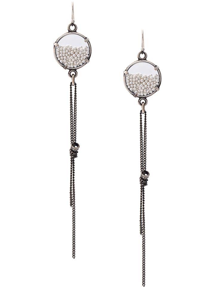 Ann Demeulemeester Chain Drop Earrings - Grey