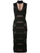 Cinq A Sept Plunging V-neck Fitted Dress, Women's, Size: 8, Black, Polyester/spandex/elastane/cotton/nylon