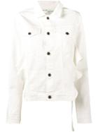Off-white - Ruffle Back Denim Jacket - Women - Cotton/spandex/elastane - L, White, Cotton/spandex/elastane
