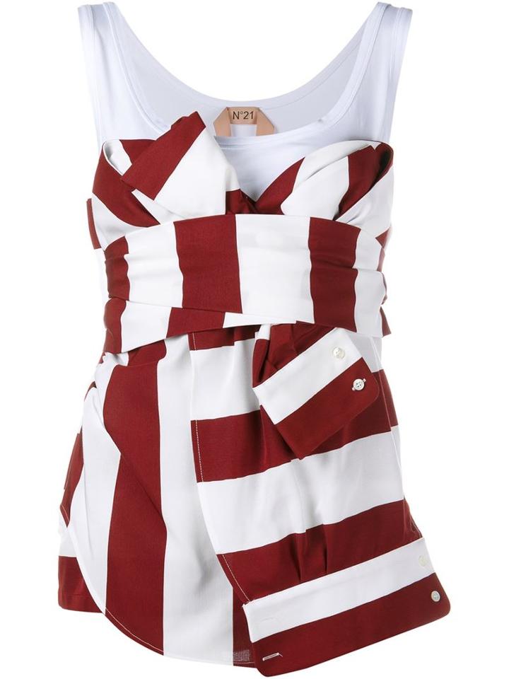 No21 Sleeveless Striped & Knotted Top