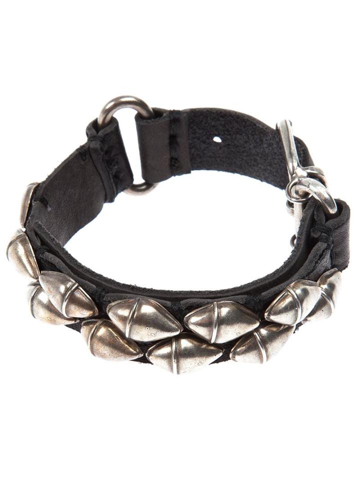 Goti Textured Silver Bracelet, Men's, Brown