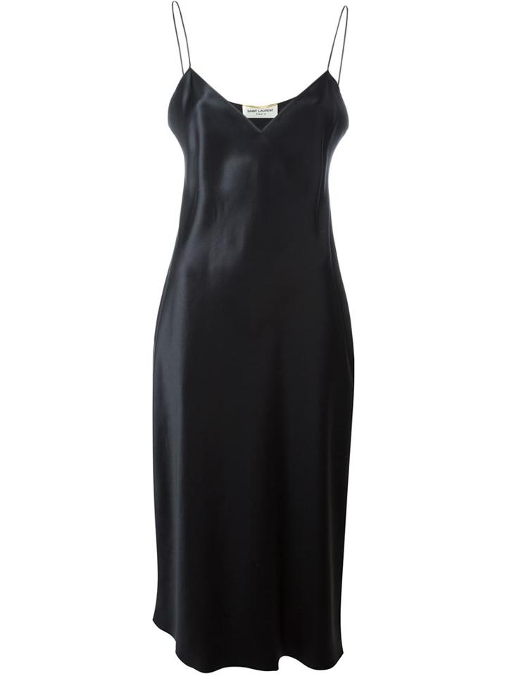 Saint Laurent Slip Dress, Women's, Size: 38, Black, Silk