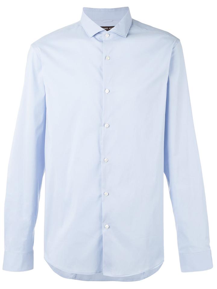 Michael Kors - Curved Hem Shirt - Men - Cotton/nylon/spandex/elastane - Xxxl, Blue, Cotton/nylon/spandex/elastane
