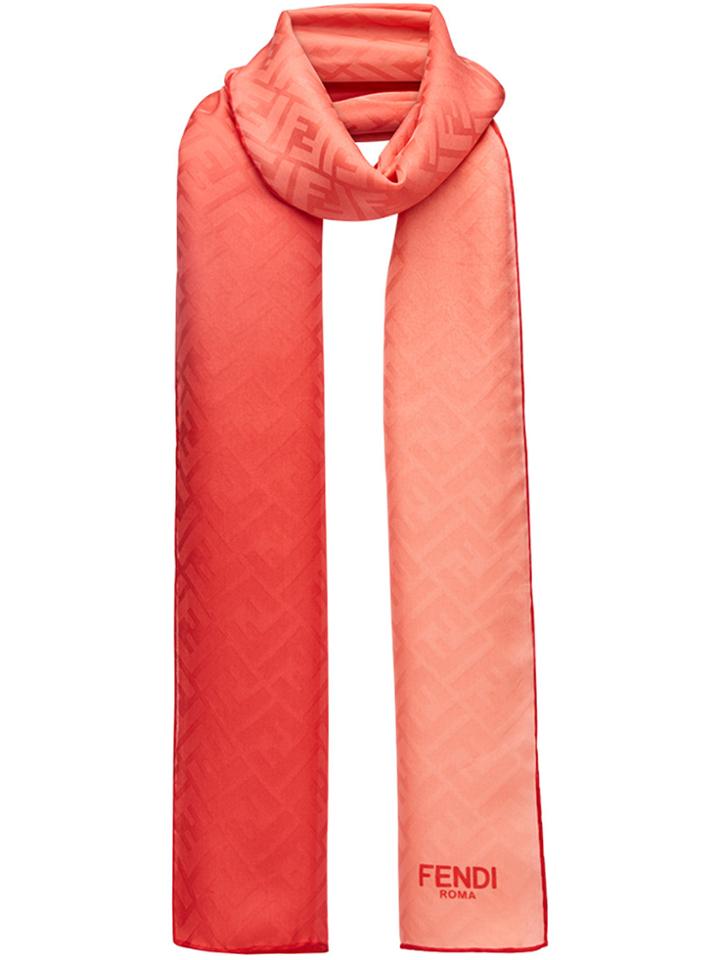 Fendi Embossed Logo Scarf - Red