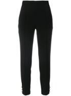 Elisabetta Franchi Cropped Leggings With Faux Pearl Buttons - Black