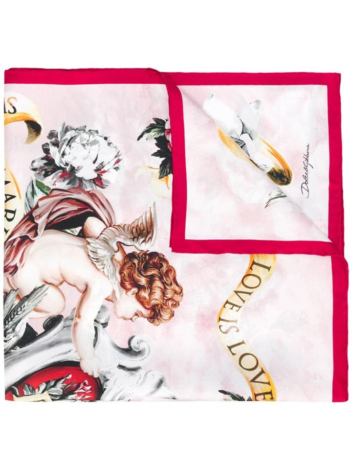 Dolce & Gabbana Printed Silk Scarf - Pink