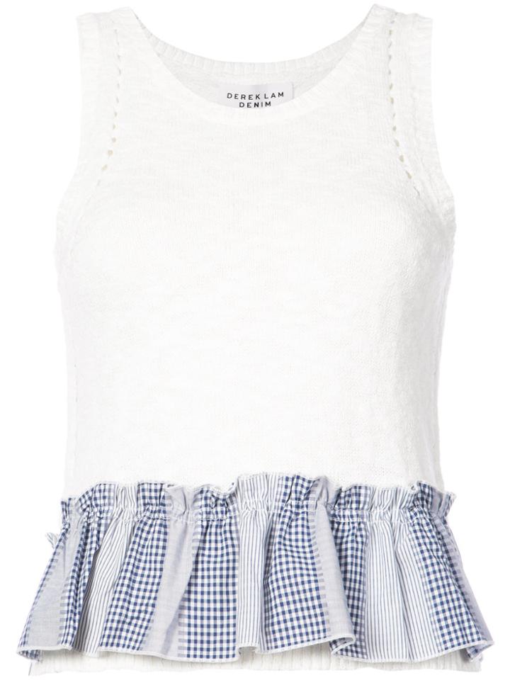 Derek Lam 10 Crosby Cropped Knit Shell With Contrast Ruffle Detail -