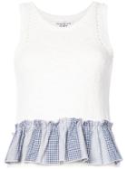Derek Lam 10 Crosby Cropped Knit Shell With Contrast Ruffle Detail -