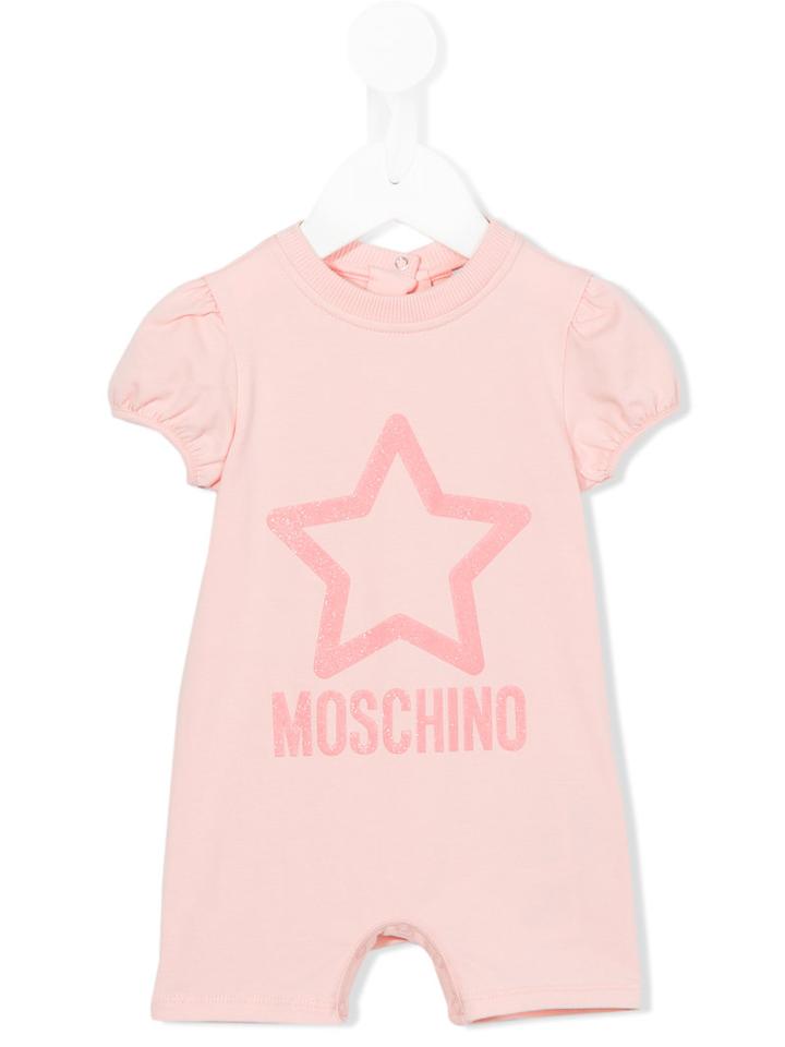 Moschino Kids - Logo Print Romper - Kids - Cotton/spandex/elastane - 6-9 Mth, Pink/purple