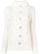 Ermanno Scervino Crystal Embellished Sweater - White
