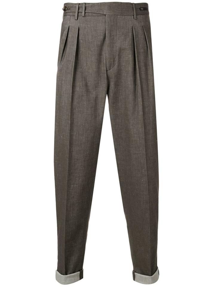Pt01 Cropped High-rise Trousers - Brown