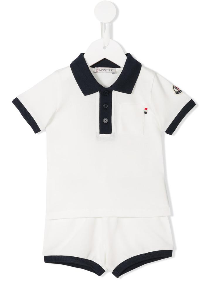 Moncler Kids - Contrast Collar Polo Shirt - Kids - Cotton/spandex/elastane - 24-36 Mth, White