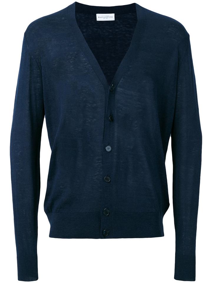 Ballantyne - V-neck Cardigan - Men - Silk/linen/flax - 52, Blue, Silk/linen/flax