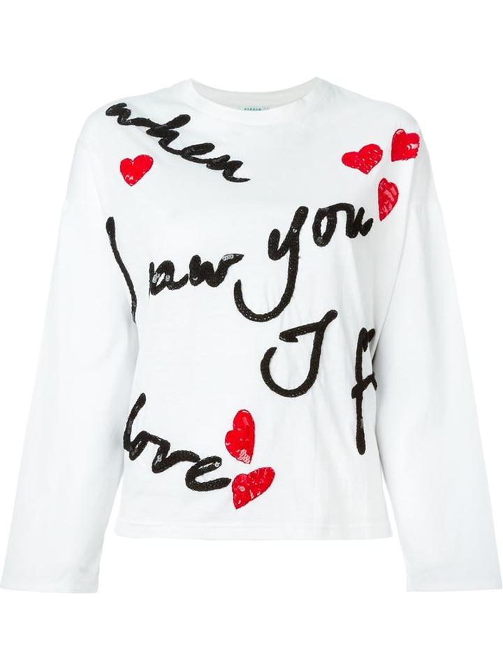 P.a.r.o.s.h. Sequin Embellished T-shirt, Women's, Size: Small, White, Cotton/spandex/elastane/pvc