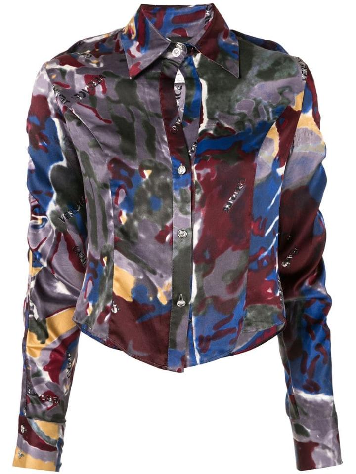 Versace Pre-owned Printed Cropped Shirt - Multicolour