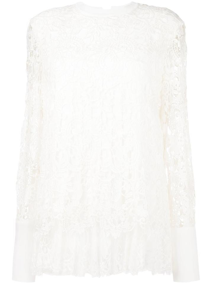 Ermanno Scervino Lace Flared Blouse, Women's, Size: 42, White, Silk/cotton/polyamide/polyester