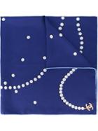 Chanel Vintage Pearl Print Scarf, Women's, Blue