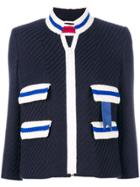 The Gigi Zipped Ribbed Jacket - Blue