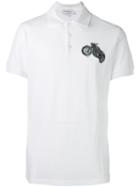 Salvatore Ferragamo Embroidered Motorcycle Polo Shirt, Men's, Size: Small, White, Cotton
