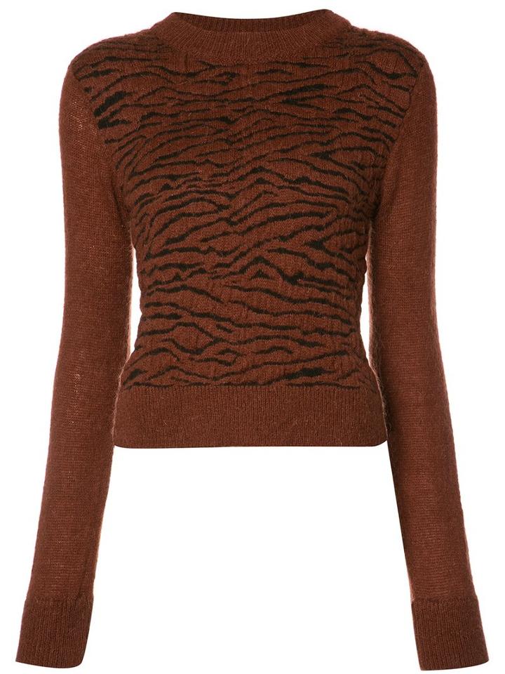 Ganni Tiger Pattern Jumper, Women's, Size: Medium, Red, Acetate/acrylic/polyimide/polypropylene