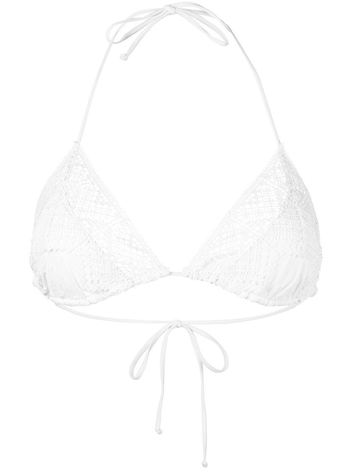 Ermanno Scervino - Lace Triangle Bikini Top - Women - Nylon/polyester/spandex/elastane - I, White, Nylon/polyester/spandex/elastane