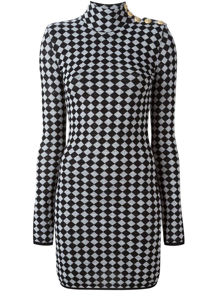 Balmain Check Pattern Mini Dress