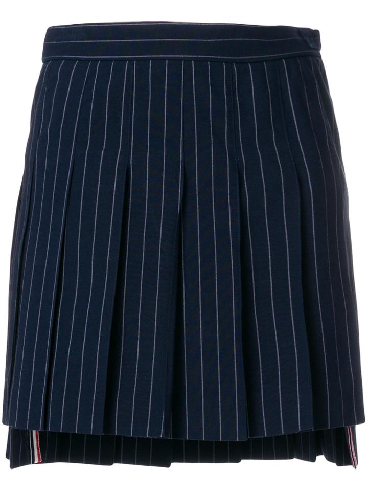 Thom Browne Chalk Stripe Pleated Mini Skirt - Blue
