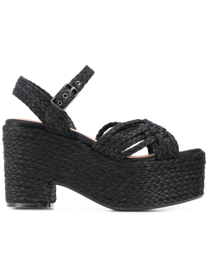 Castañer Braided Wedge Sandals - Black