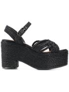 Castañer Braided Wedge Sandals - Black