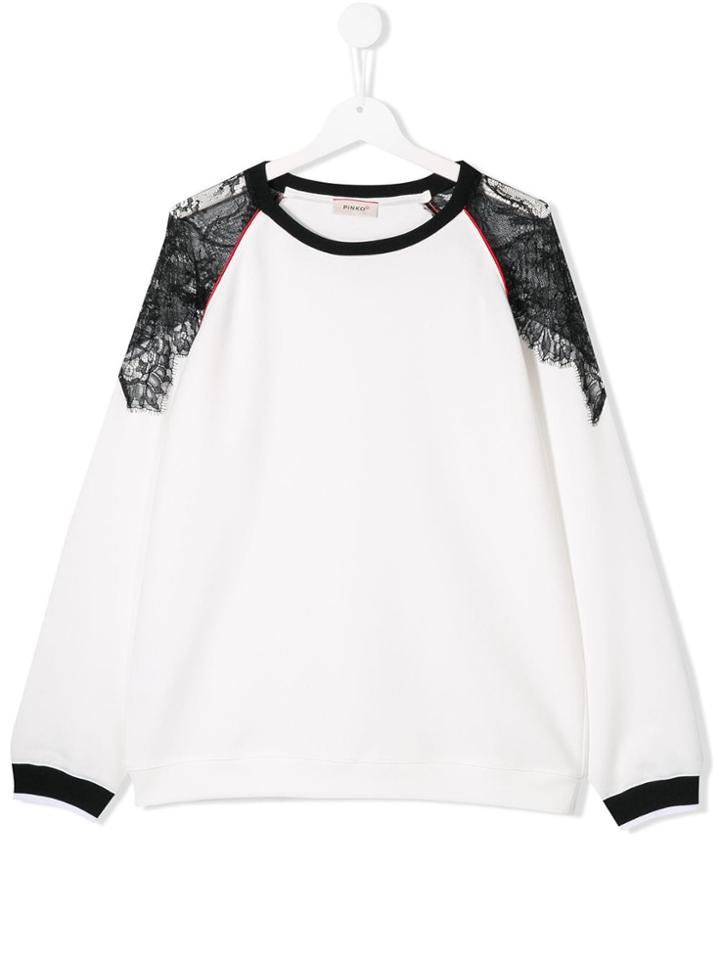 Pinko Kids Lace Relaxed Sweater - White