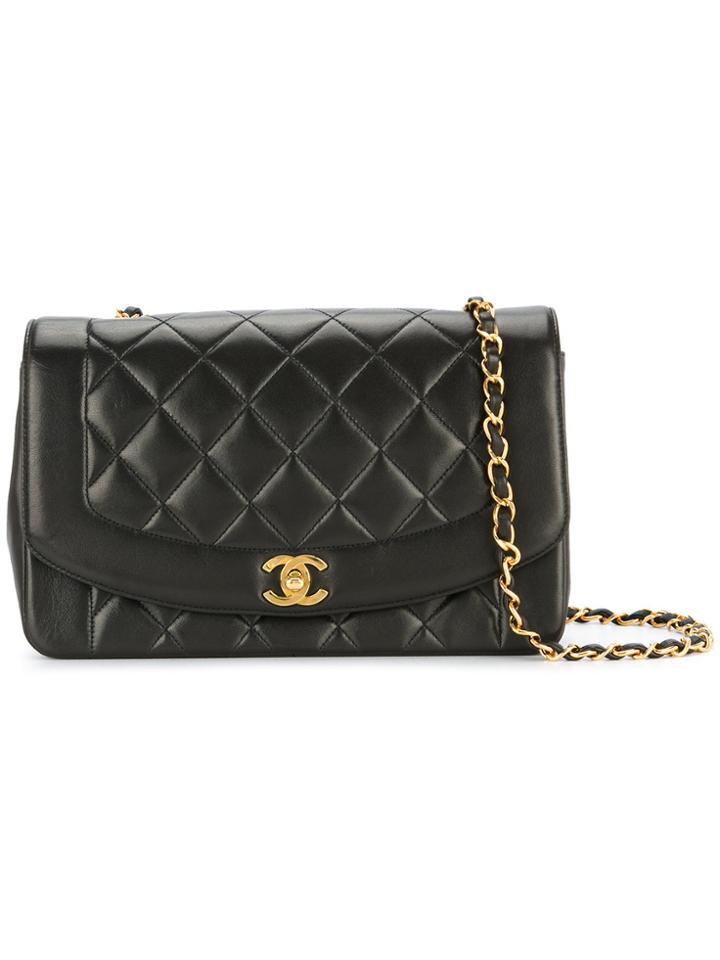 Chanel Vintage Cc Logo Chain Shoulder Bag - Black