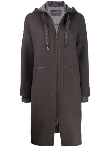 Lorena Antoniazzi Hooded Knitted Cardi-coat - Grey