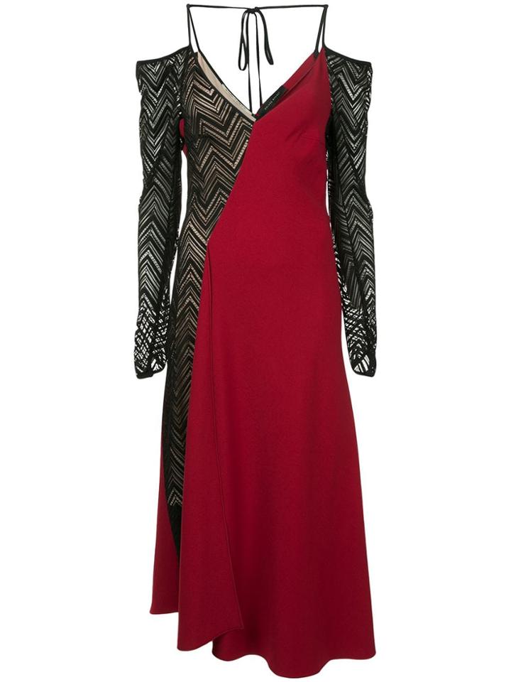 Roland Mouret Cold-shoulder Knit-panelled Crepe Dress - Red