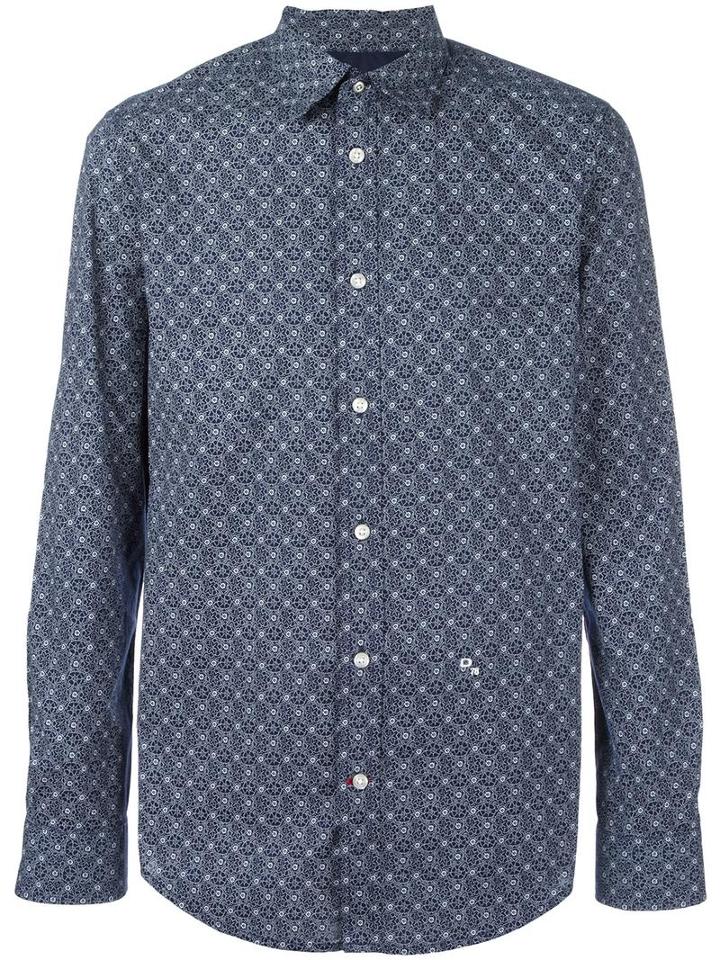 Diesel Printed Shirt, Men's, Size: Large, Blue, Cotton/spandex/elastane