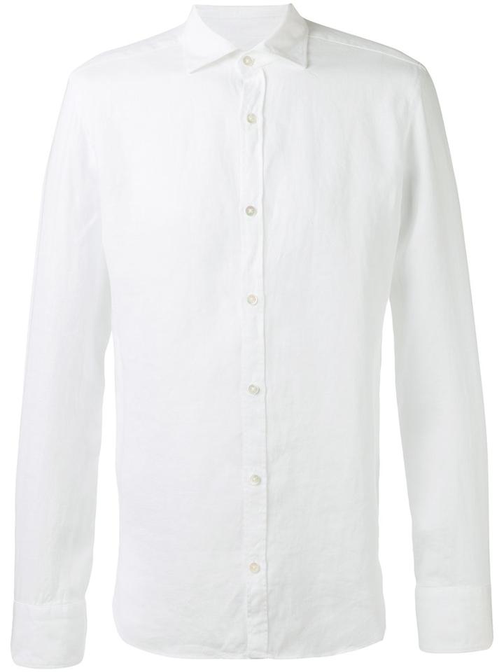 Danolis Spread Collar Shirt, Men's, Size: 40, White, Linen/flax