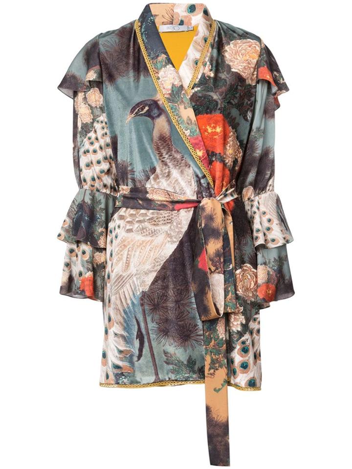 Patbo Peacock Print Robe Jacket - Blue